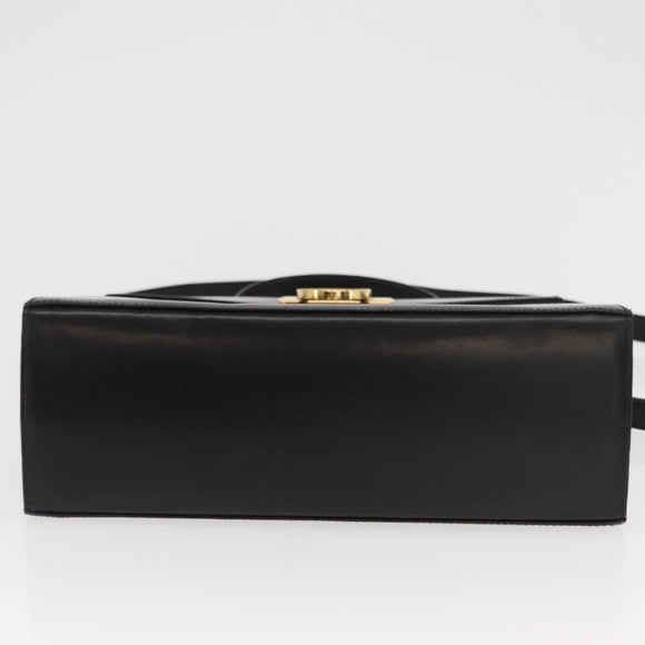 Salvatore Ferragamo Gancini Hand Bag Leather 2way Black Gold Auth hk3364
