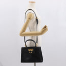 Salvatore Ferragamo Gancini Hand Bag Leather 2way Black Gold Auth hk3364-27