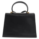 Salvatore Ferragamo Gancini Hand Bag Leather 2way Black Gold Auth hk3364-2
