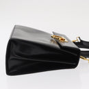Salvatore Ferragamo Gancini Hand Bag Leather 2way Black Gold Auth hk3364-3