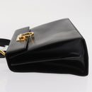 Salvatore Ferragamo Gancini Hand Bag Leather 2way Black Gold Auth hk3364-4