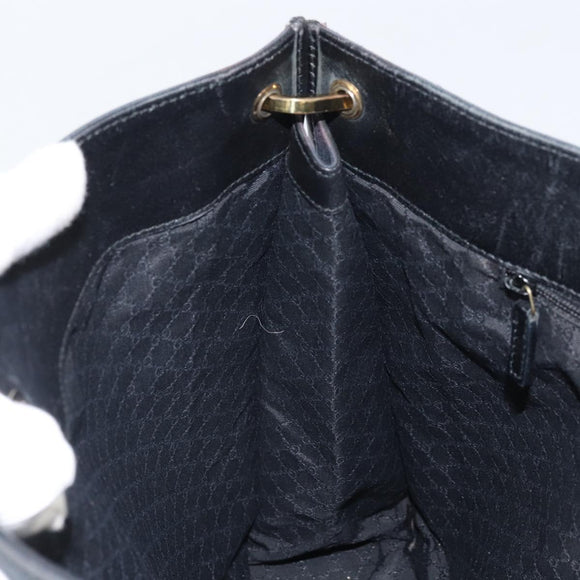 GUCCI Sherry Line Shoulder Bag Canvas Black Gold 90656 Auth hk3366