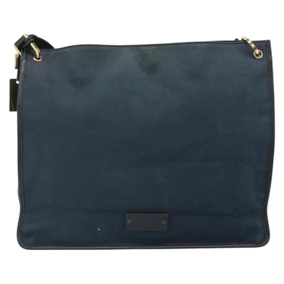 GUCCI Sherry Line Shoulder Bag Canvas Black Gold 90656 Auth hk3366