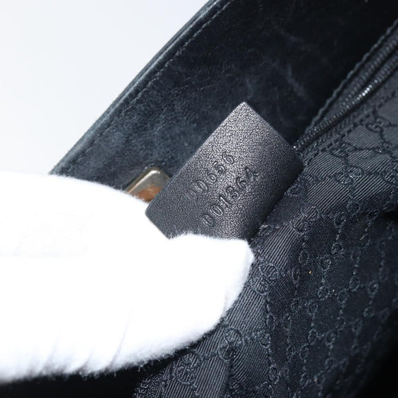 GUCCI Sherry Line Shoulder Bag Canvas Black Gold 90656 Auth hk3366