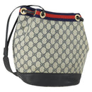 GUCCI GG Supreme Sherry Line Shoulder Bag PVC Navy Gold Auth hk3367-1