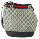 GUCCI GG Supreme Sherry Line Shoulder Bag PVC Navy Gold Auth hk3367-2