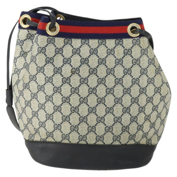 GUCCI GG Supreme Sherry Line Shoulder Bag PVC Navy Gold Auth hk3367 - 0