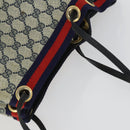 GUCCI GG Supreme Sherry Line Shoulder Bag PVC Navy Gold Auth hk3367-6