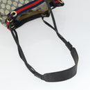 GUCCI GG Supreme Sherry Line Shoulder Bag PVC Navy Gold Auth hk3367-7