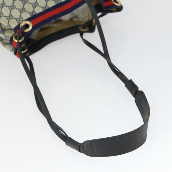 GUCCI GG Supreme Sherry Line Shoulder Bag PVC Navy Gold Auth hk3367