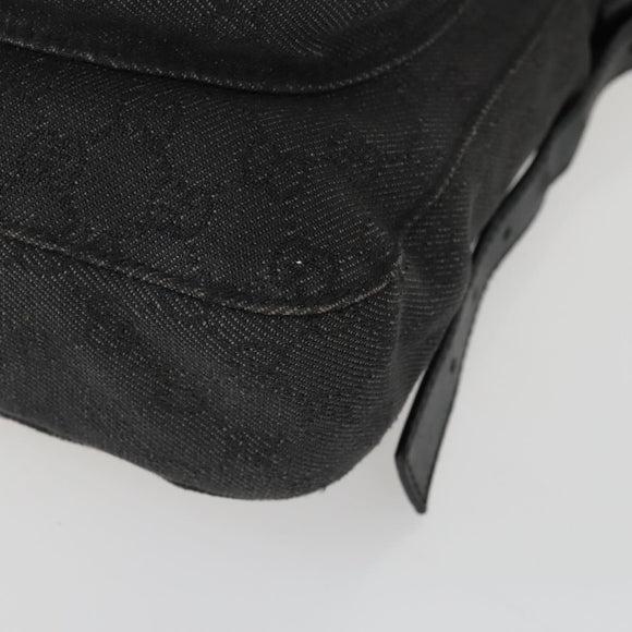 GUCCI GG Canvas Shoulder Bag Black Silver 101654 Auth hk3369
