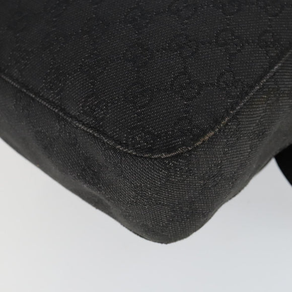 GUCCI GG Canvas Shoulder Bag Black Silver 101654 Auth hk3369