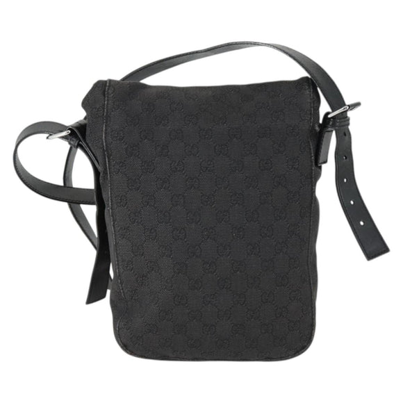 GUCCI GG Canvas Shoulder Bag Black Silver 101654 Auth hk3369