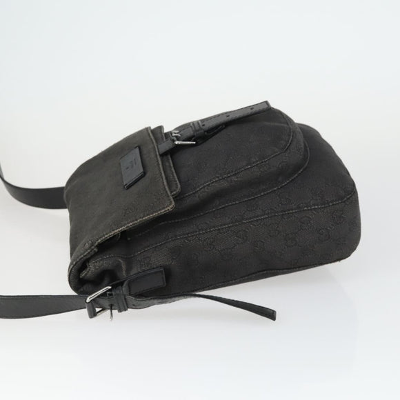 GUCCI GG Canvas Shoulder Bag Black Silver 101654 Auth hk3369