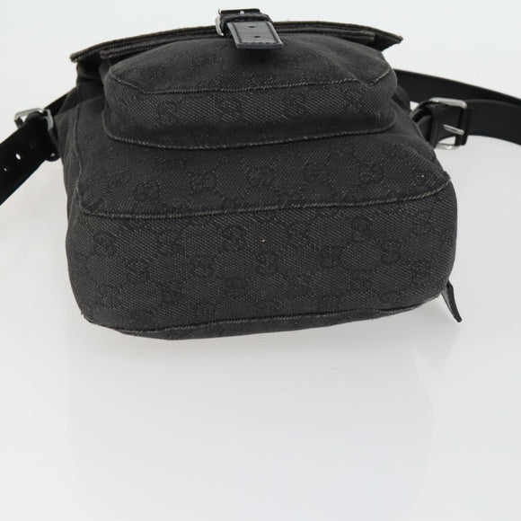 GUCCI GG Canvas Shoulder Bag Black Silver 101654 Auth hk3369