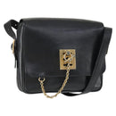 CELINE Shoulder Bag Leather Black Gold Auth hk3373-1