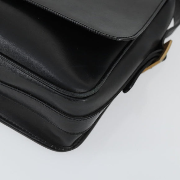 CELINE Shoulder Bag Leather Black Gold Auth hk3373