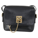 CELINE Shoulder Bag Leather Black Gold Auth hk3373-13