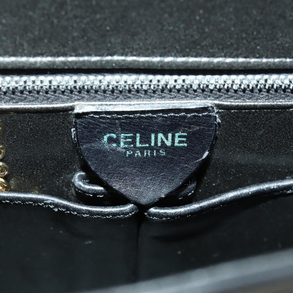 CELINE Shoulder Bag Leather Black Gold Auth hk3373