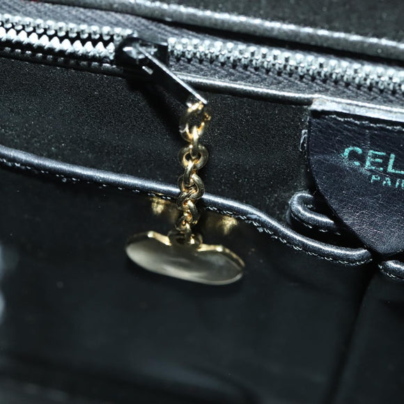 CELINE Shoulder Bag Leather Black Gold Auth hk3373