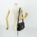 CELINE Shoulder Bag Leather Black Gold Auth hk3373-24