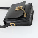 CELINE Shoulder Bag Leather Black Gold Auth hk3373-4