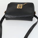CELINE Shoulder Bag Leather Black Gold Auth hk3373-6