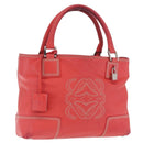 LOEWE Anagram Americana 28 Hand Bag Leather Red Silver Auth hk3375-1