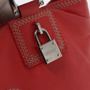 LOEWE Anagram Americana 28 Hand Bag Leather Red Silver Auth hk3375-17