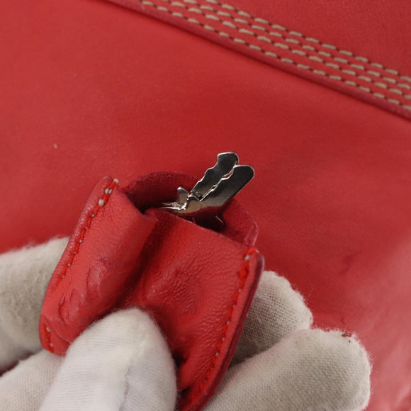 LOEWE Anagram Americana 28 Hand Bag Leather Red Silver Auth hk3375