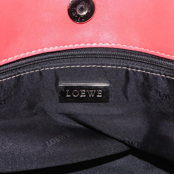 LOEWE Anagram Americana 28 Hand Bag Leather Red Silver Auth hk3375