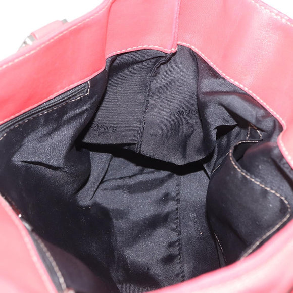 LOEWE Anagram Americana 28 Hand Bag Leather Red Silver Auth hk3375