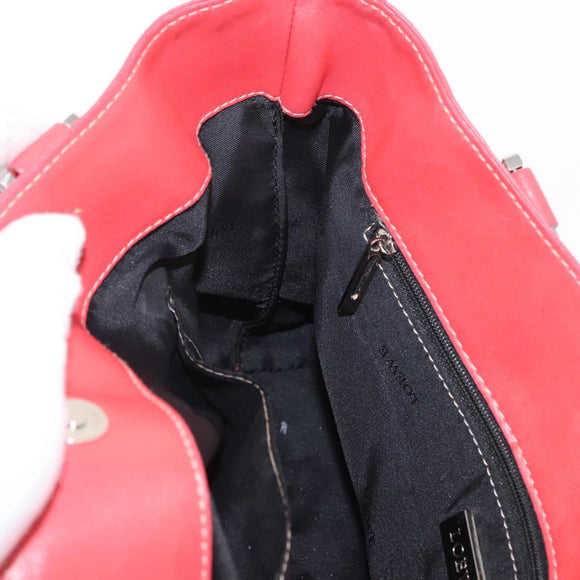 LOEWE Anagram Americana 28 Hand Bag Leather Red Silver Auth hk3375