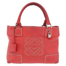 LOEWE Anagram Americana 28 Hand Bag Leather Red Silver Auth hk3375-13