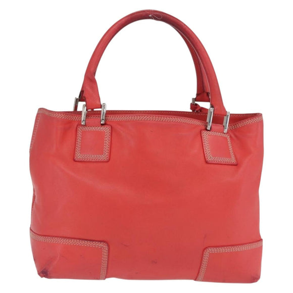 LOEWE Anagram Americana 28 Hand Bag Leather Red Silver Auth hk3375