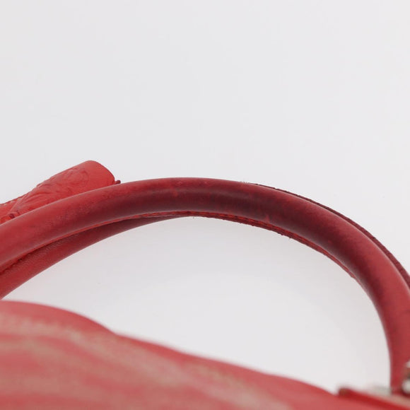 LOEWE Anagram Americana 28 Hand Bag Leather Red Silver Auth hk3375