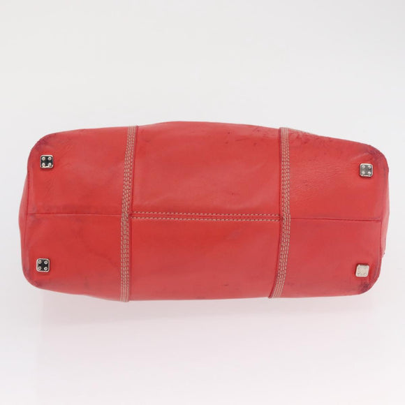 LOEWE Anagram Americana 28 Hand Bag Leather Red Silver Auth hk3375