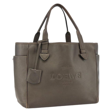 LOEWE Heritage Tote Bag Leather Brown Silver Auth hk3376