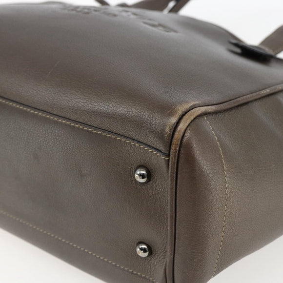 LOEWE Heritage Tote Bag Leather Brown Silver Auth hk3376