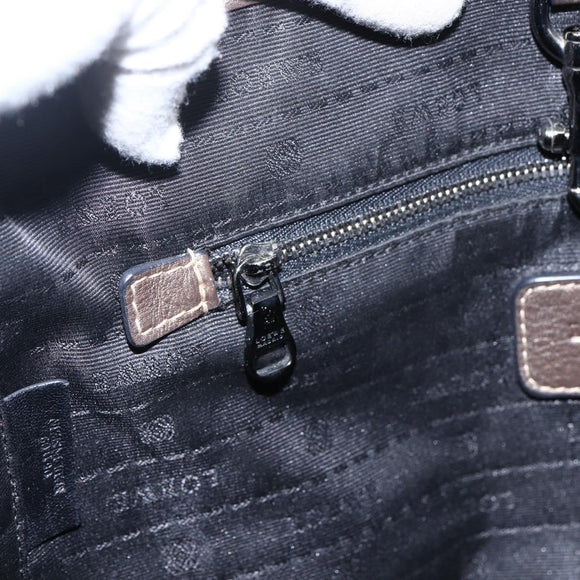 LOEWE Heritage Tote Bag Leather Brown Silver Auth hk3376