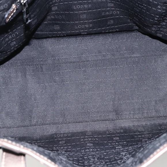 LOEWE Heritage Tote Bag Leather Brown Silver Auth hk3376