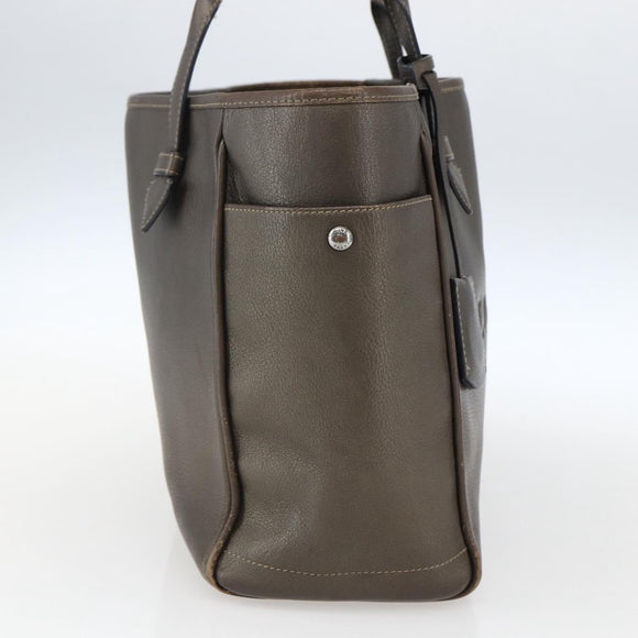 LOEWE Heritage Tote Bag Leather Brown Silver Auth hk3376