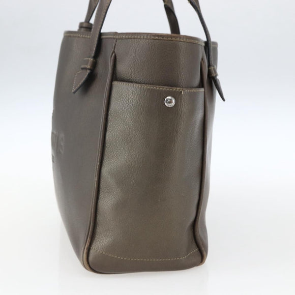 LOEWE Heritage Tote Bag Leather Brown Silver Auth hk3376