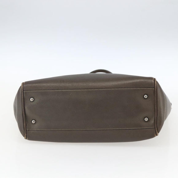 LOEWE Heritage Tote Bag Leather Brown Silver Auth hk3376