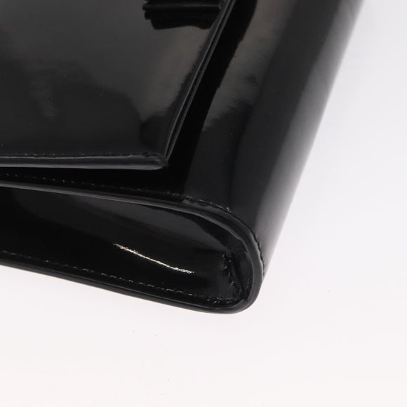 Salvatore Ferragamo Vala Chain Bag Patent leather Black Gold Auth hk3377