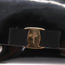 Salvatore Ferragamo Vala Chain Bag Patent leather Black Gold Auth hk3377-14