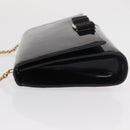 Salvatore Ferragamo Vala Chain Bag Patent leather Black Gold Auth hk3377-5