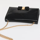 Salvatore Ferragamo Vala Chain Bag Patent leather Black Gold Auth hk3377-6