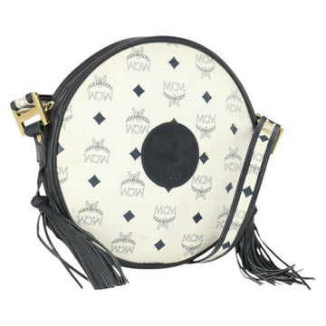 MCM Vicetos Logogram Shoulder Bag PVC Leather White Gold Auth hk3378