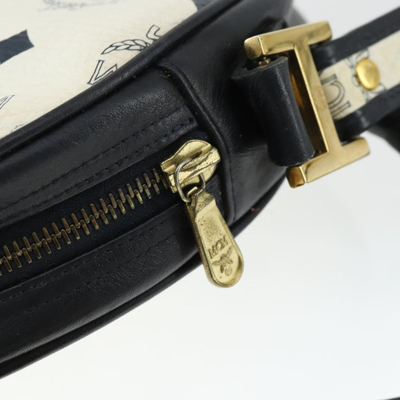 MCM Vicetos Logogram Shoulder Bag PVC Leather White Gold Auth hk3378